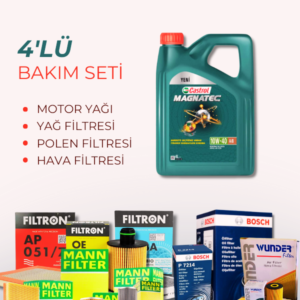 Audi Q7 3.0 TDI (2011-2016) Castrol 10W-40 Motor Yağlı Filtre Bakım Seti 4 Parça Set