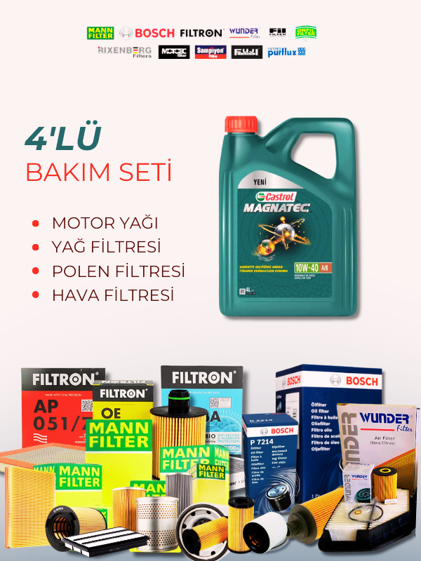 Audi Q7 3.0 TDI (2011-2016) Castrol 10W-40 Motor Yağlı Filtre Bakım Seti 4 Parça Set