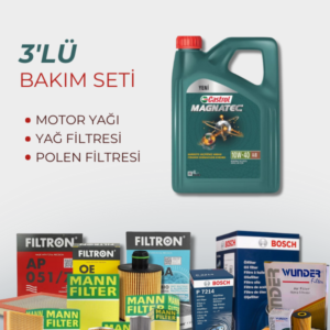 Alfa Giulietta 1.6 105 HP Castrol 10W-40 Motor Yağlı Bakım Seti (2010-2015) 3 Parça Set