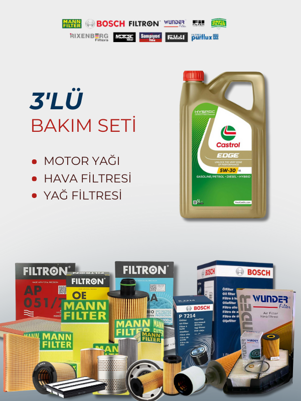 Audi Q7 3.0 TDI (2006-2011) Castrol Motor Yağlı Filtre Bakım Seti 3 Parça Set