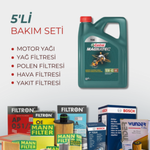 Alfa Giulietta 1.6 105 HP Castrol 10W-40 Motor Yağlı Bakım Seti (2010-2015) 5 Parça Set