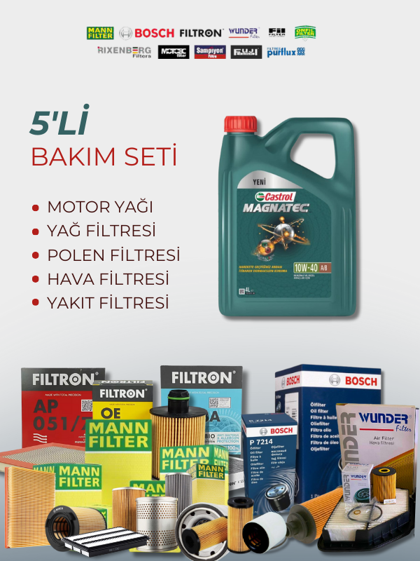 Audi Q7 3.0 TDI (2006-2011) Castrol 10W-40 Motor Yağlı Filtre Bakım Seti 5 Parça Set