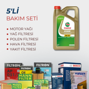 Audi Q7 3.0 TDI (2011-2016) Castrol Motor Yağlı Filtre Bakım Seti 5 Parça Set