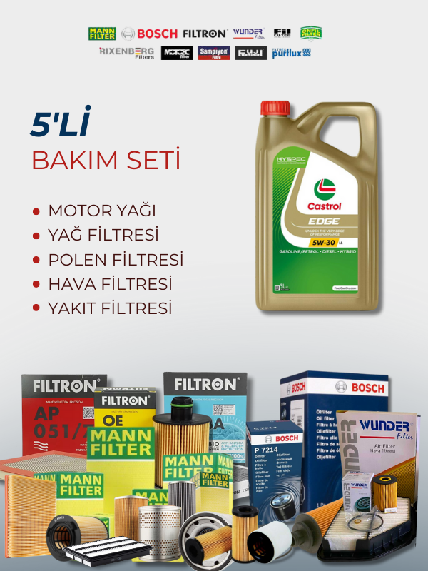 Nissan Juke 1.5 Dizel Castrol Motor Yağlı Bakım Seti (2011-2014) 5 Parça Set