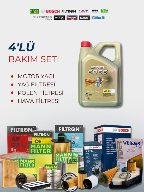 Dacia Duster (4×2 ve 4×4) 1.5 Dci Castrol Motor Yağlı Bakım Seti Tüm Modeller 2010-2013 4 Parça Set