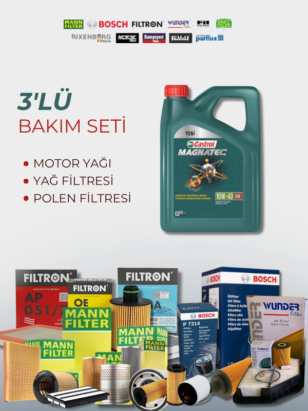 VW GOLF VII 1.2 TSI (2013-2017) Castrol 10W-40 Motor Yağlı Bakım Seti 3 Parça Set