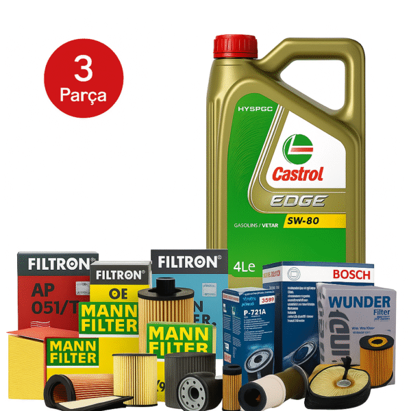 MANN / BOSCH  Alfa Giulietta 1.6 120 HP (2015-2020) Castrol Edge 5W-30 4 Litre Motor Yağlı Bakım Seti 3 Parça Set