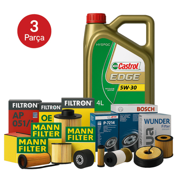 MANN BOSCH Citroen C3 1.4 Vti 1.6 Vti (2010-2015) Edge 4 Litre Motor Yağlı Bakım Seti 3 Parça Set
