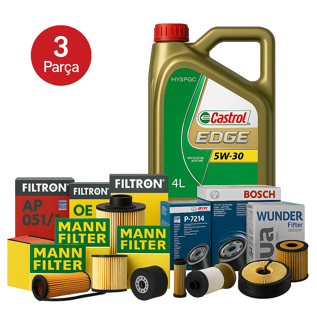 3 Parça Filtre Bakım Seti Castrol Edge 5W-30 4 Litre