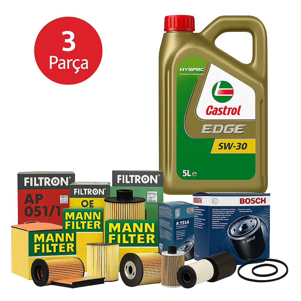 3 Parça Filtre Bakım Seti Castrol Edge 5w-30 5 Litre