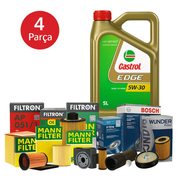 MANN / BOSCH Audi Q2 35 TFSI 150 HP (2016-2021) Castrol Motor Yağlı Bakım Seti 4 Parça Set