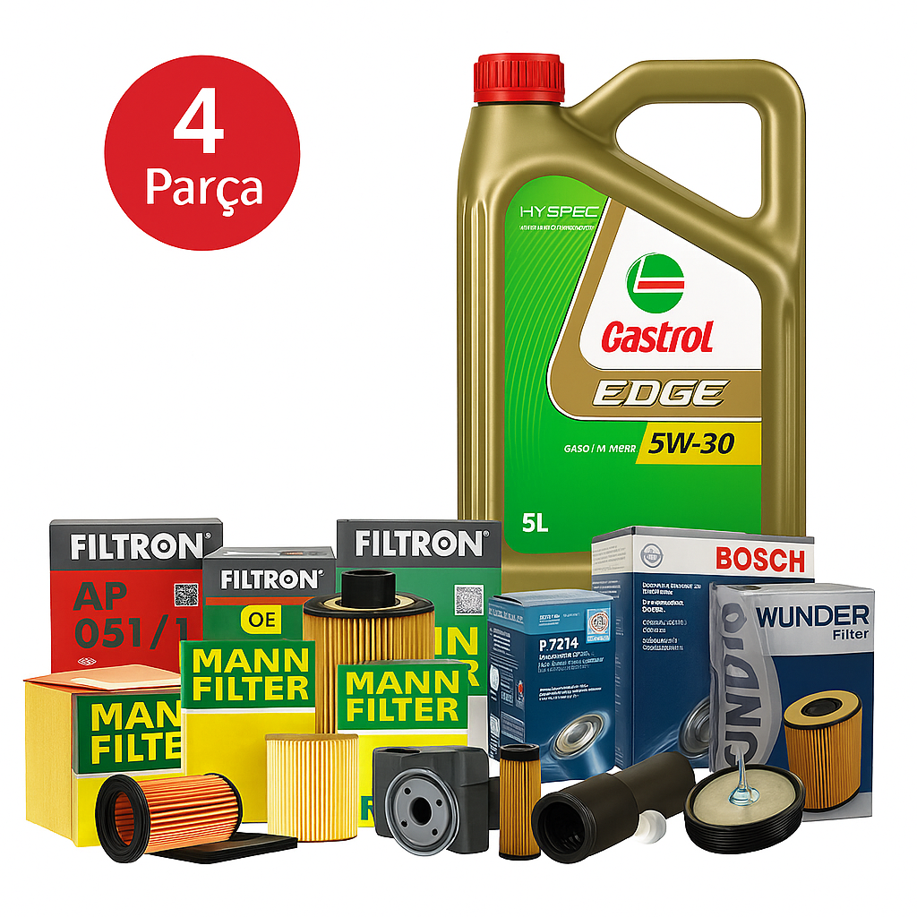 4 Parça Filtre Bakım Seti Castrol Edge 5w-30 5 Litre