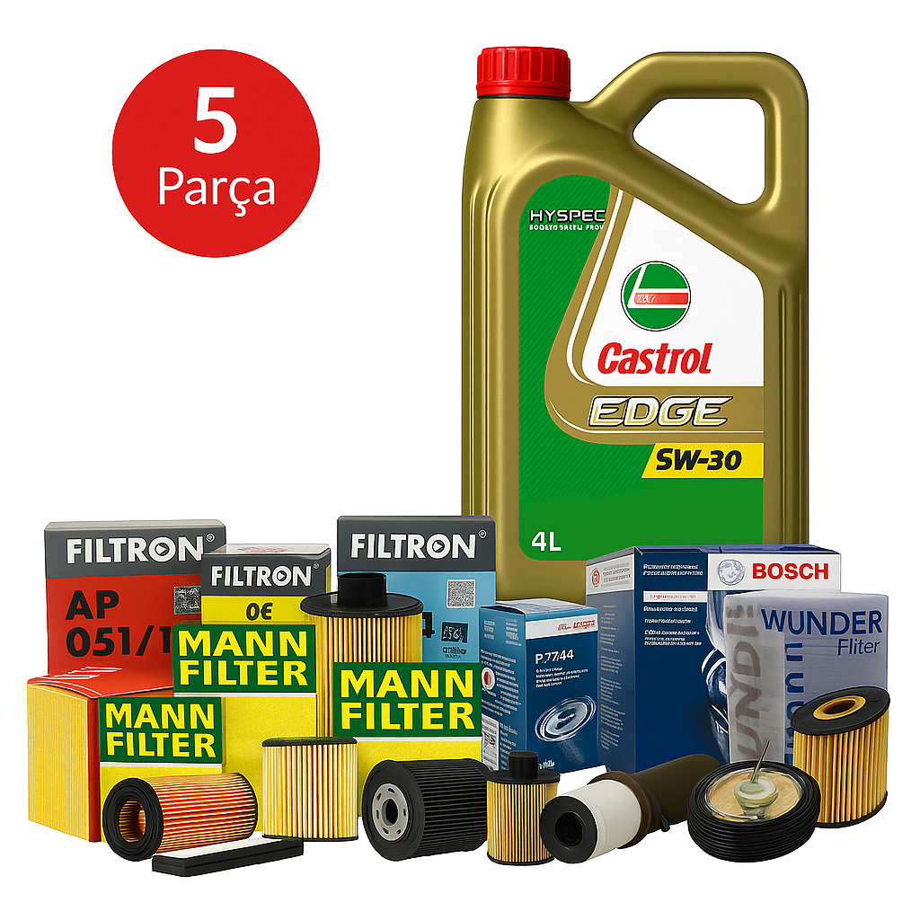 5 Parça Filtre Bakım Seti Castrol Edge 5w-30 4 Litre