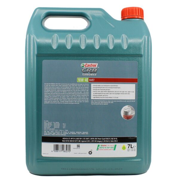 Castrol CRB Turbomax 10W40 7 Lt Sentetik Motor Yağı - Görsel 2