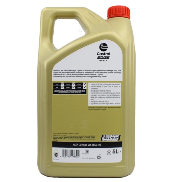 Castrol Edge 0W20 V 5 Lt Tam Sentetik Partiküllü Motor Yağı - Görsel 2