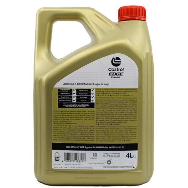 Castrol Edge 10W60 4 Lt Tam Sentetik Motor Yağı - Görsel 2