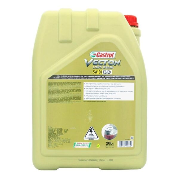 Castrol Vecton Long Drain 5W30 E6/E9 20 Lt Partiküllü Motor Yağı - Görsel 2