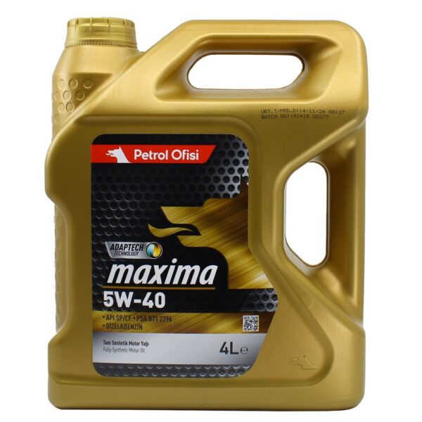 Petrol Ofisi Maxima 5W40 4 Lt Tam Sentetik Motor Yağı - Görsel 1