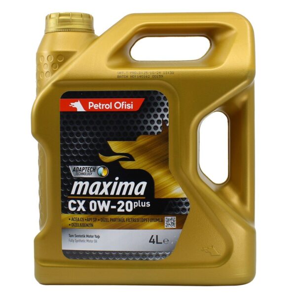 Petrol Ofisi Maxima CX 0W20 4 Lt Tam Sentetik Motor Yağı - Görsel 1