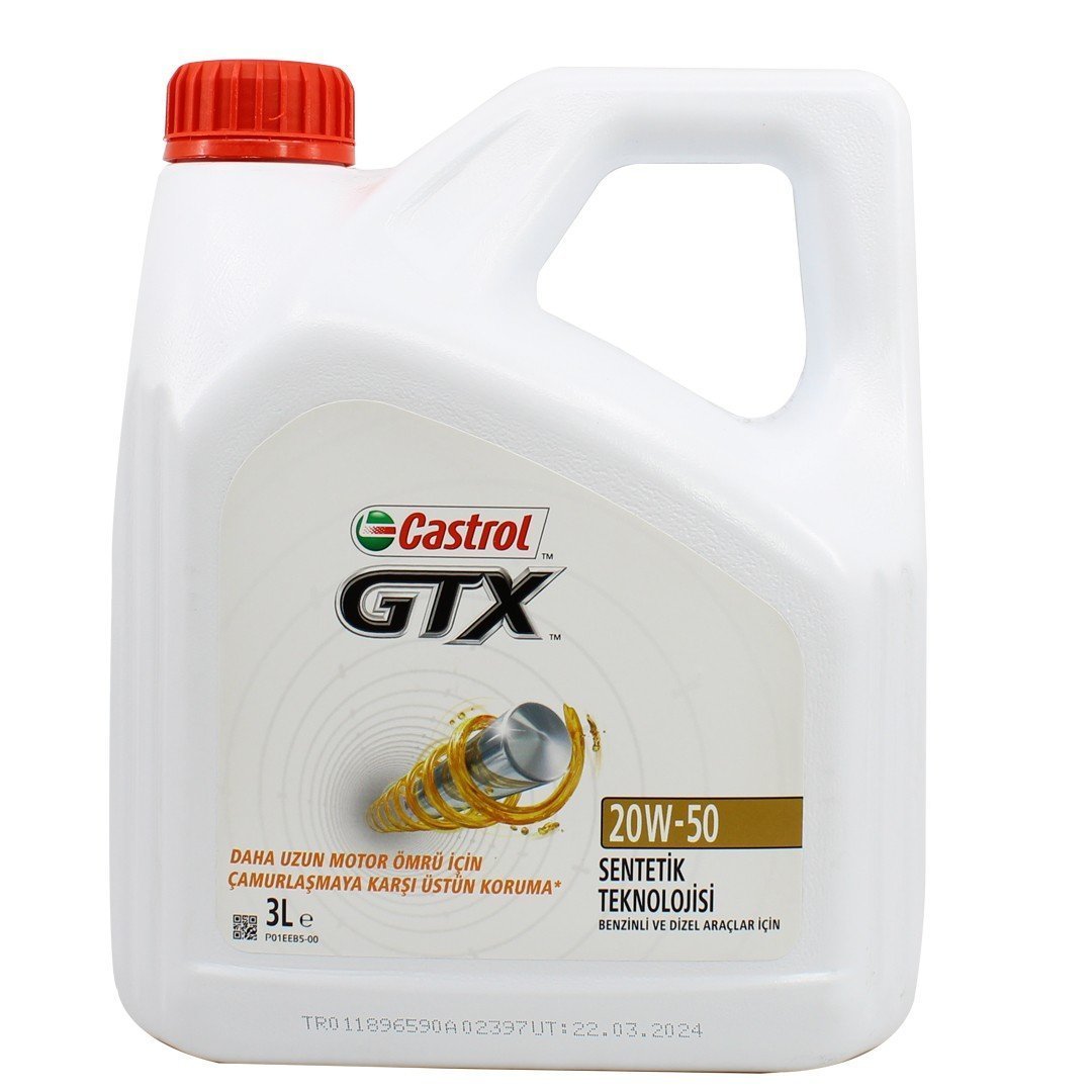 castrol-gtx-20w50-3lt.jpg Castrol GTX 20W50 3 Lt Sentetik Motor Yağı - Görsel 1