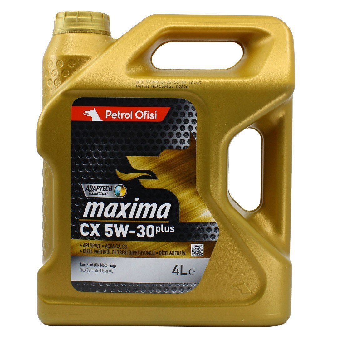 petrol-ofisi-maxima-cx-5w30-plus-4lt.jpg Petrol Ofisi Maxima CX 5W30 4 Lt Tam Sentetik Partiküllü Motor Yağı - Görsel 1