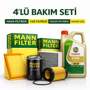 MANN Citroen Nemo 1.3 Dizel Castrol Edge 5W-30 Motor Yağı Filtre Seti (2010-2017) 4 Lü