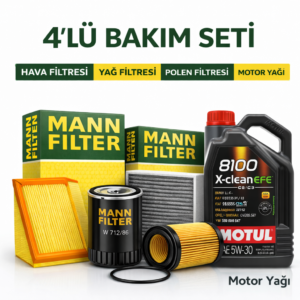 MANN Alfa Mito 1.3 Dizel Motul X-Clean 5W-30 Motor Yağı Filtre Seti (2009-2018) 4 Lü
