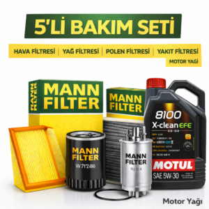 MANN Citroen Jumpy 2.0 Dizel Motul X-Clean 5W-30 8 Lt Motor Yağı Filtre Seti (2017-2024) 5 Li