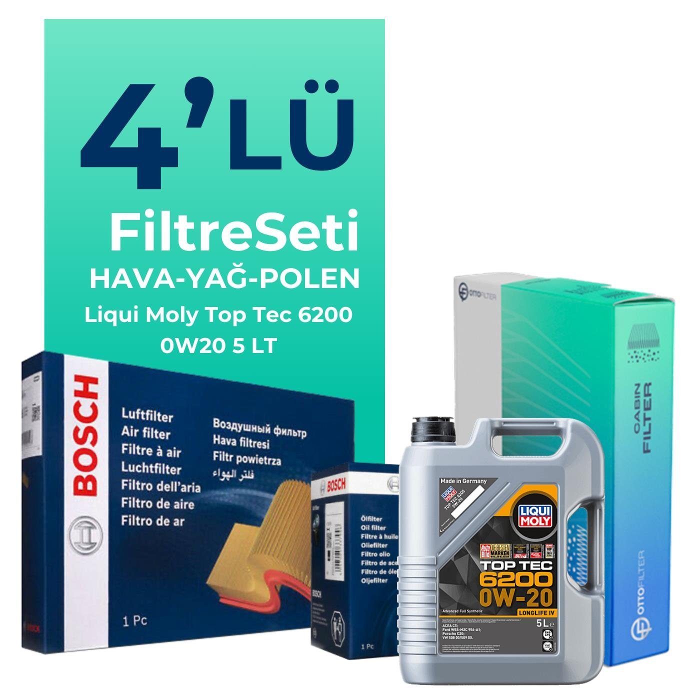 bosch-audi-a3-35-tfsi-1-5-filtre-bakim-seti-liqui-moly-motor-yagli-2020-2024-4-lu-121824 Bosch Audi A3 35 TFSI 1.5 Filtre Bakım Seti Liqui Moly Motor Yağlı (2020-2024) 4 Lü - Görsel 1