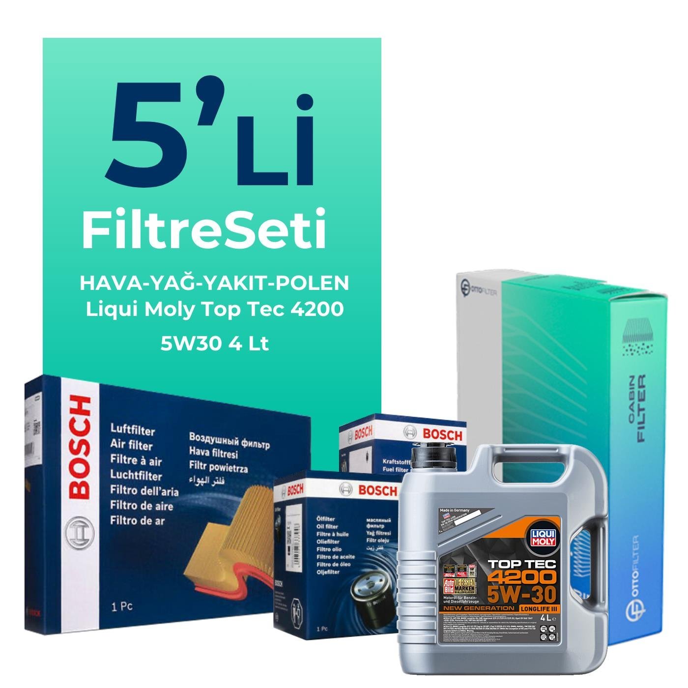 bosch-bmw-1-16d-filtre-bakim-seti-liqui-moly-motor-yagli-2015-2019-5-li-126009 Bosch BMW 1.16D Filtre Bakım Seti Liqui Moly Motor Yağlı (2015-2019) 5 Li - Görsel 1