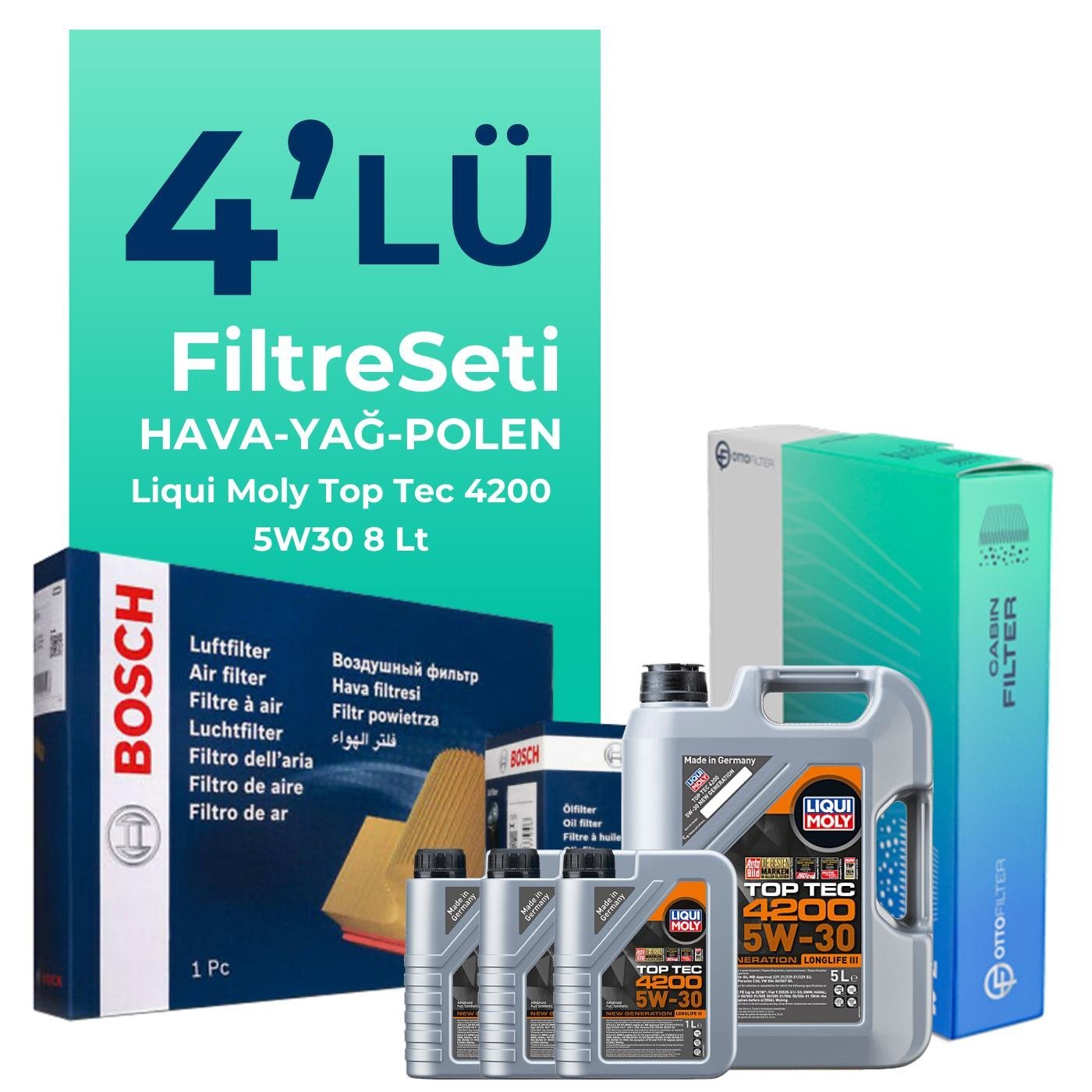 bosch-bmw-x3-3-0-dizel-filtre-bakim-seti-liqui-moly-motor-yagli-2004-2006-4-lu-126565 Bosch BMW X3 3.0 Dizel Filtre Bakım Seti Liqui Moly Motor Yağlı (2004-2006) 4 Lü - Görsel 1