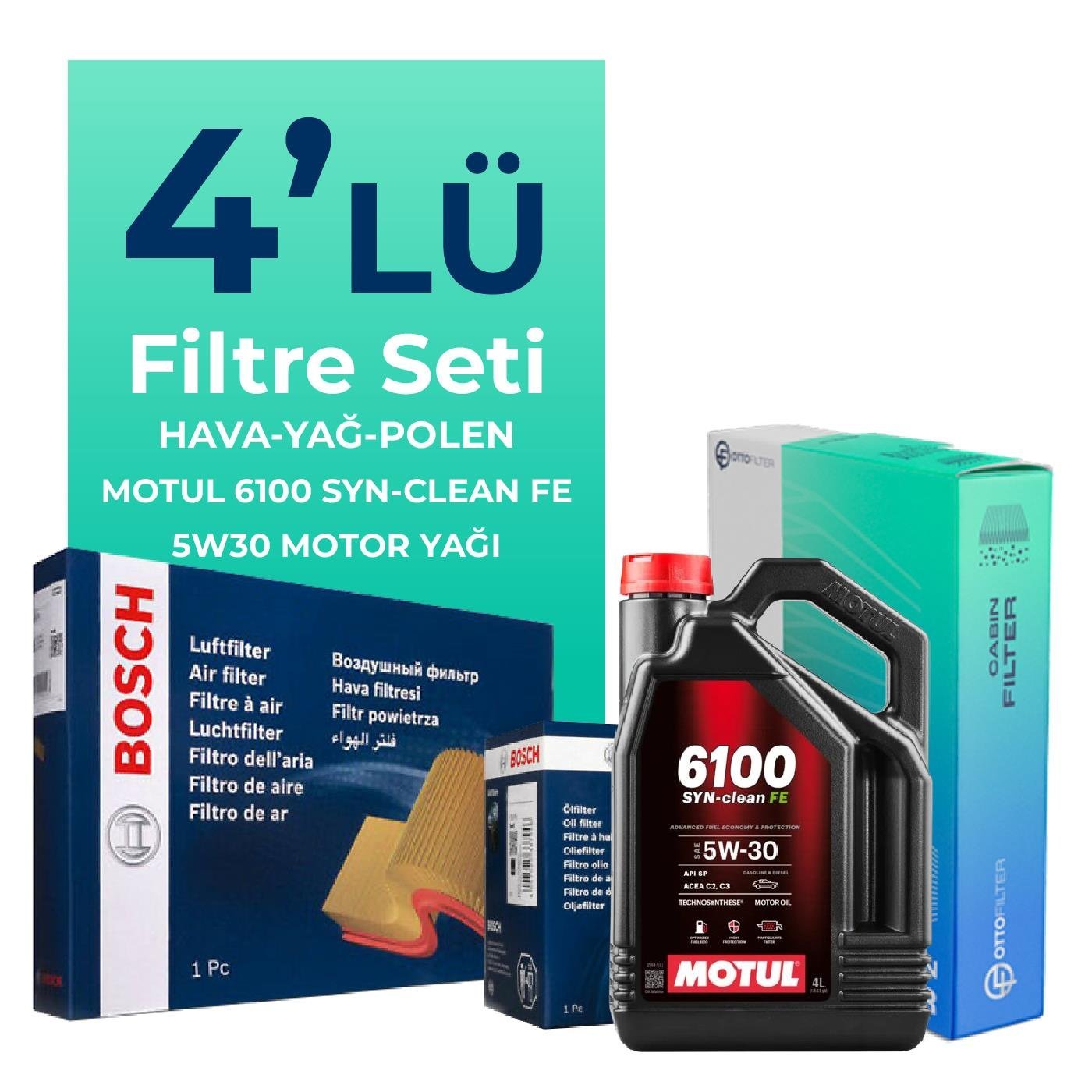 bosch-citroen-c4-1-4-benzinli-filtre-bakim-seti-motul-motor-yagli-2010-2016-4-lu-67566 BOSCH Citroen C4 1.4 Benzinli Filtre Bakım Seti Motul Motor Yağlı (2010-2016) 4 Lü - Görsel 1