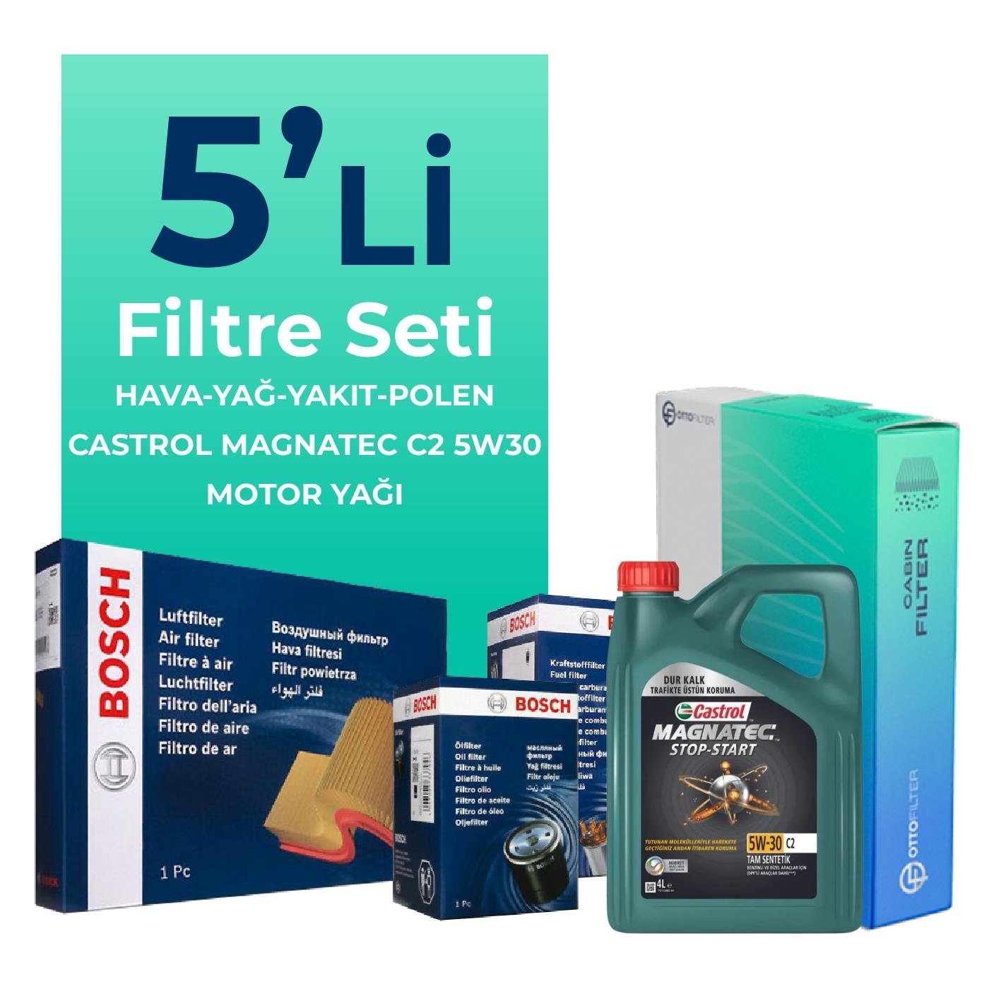 bosch-citroen-ds5-1-6-bluehdi-dizel-filtre-bakim-seti-castrol-motor-yagli-2015-2017-5-li-60513 BOSCH Citroen DS5 1.6 BlueHDi Dizel Filtre Bakım Seti Castrol Motor Yağlı (2015-2017) 5 Li - Görsel 1