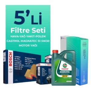 BOSCH Fiat 500L 1.3 Dizel Filtre Bakım Seti Castrol Motor Yağlı (2009-2018) 5 Li