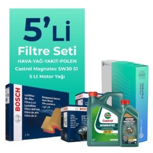 BOSCH Fiat 500L 1.6 Dizel Filtre Bakım Seti Castrol Motor Yağlı (2012-2018) 5 Li