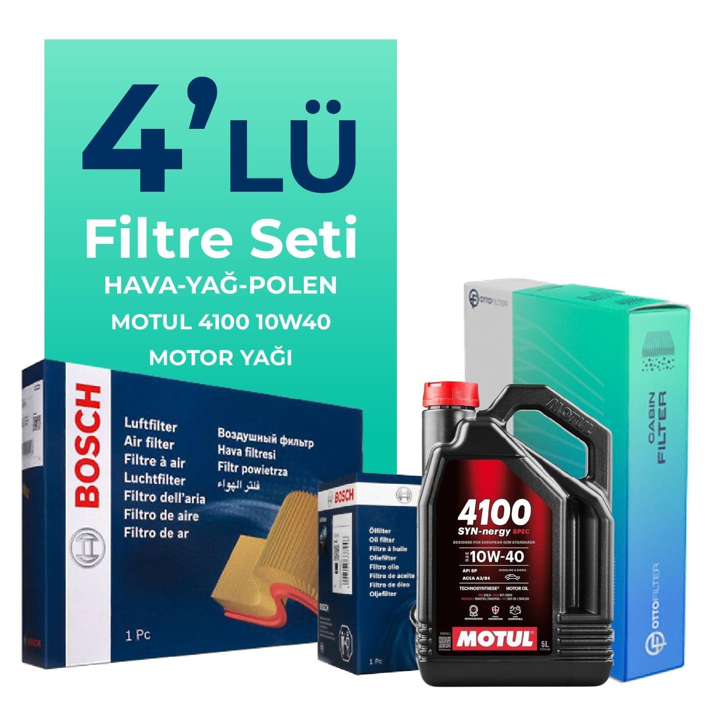 bosch-fiat-albea-1-2-benzinli-filtre-bakim-seti-motul-motor-yagli-2002-2008-4-lu-62478 BOSCH Fiat Albea 1.2 Benzinli Filtre Bakım Seti Motul Motor Yağlı (2002-2008) 4 Lü - Görsel 1