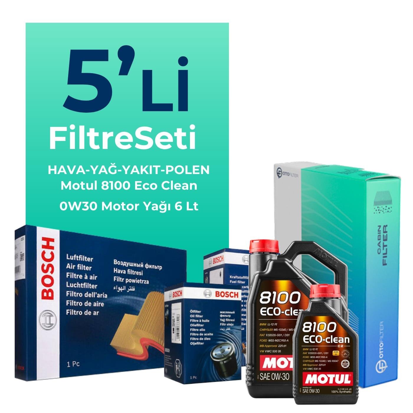 bosch-fiat-ducato-2-3-dizel-filtre-bakim-seti-motul-motor-yagli-2019-2023-5-li-120038 BOSCH Fiat Ducato 2.3 Dizel Filtre Bakım Seti Motul Motor Yağlı (2019-2023) 5 Li - Görsel 1