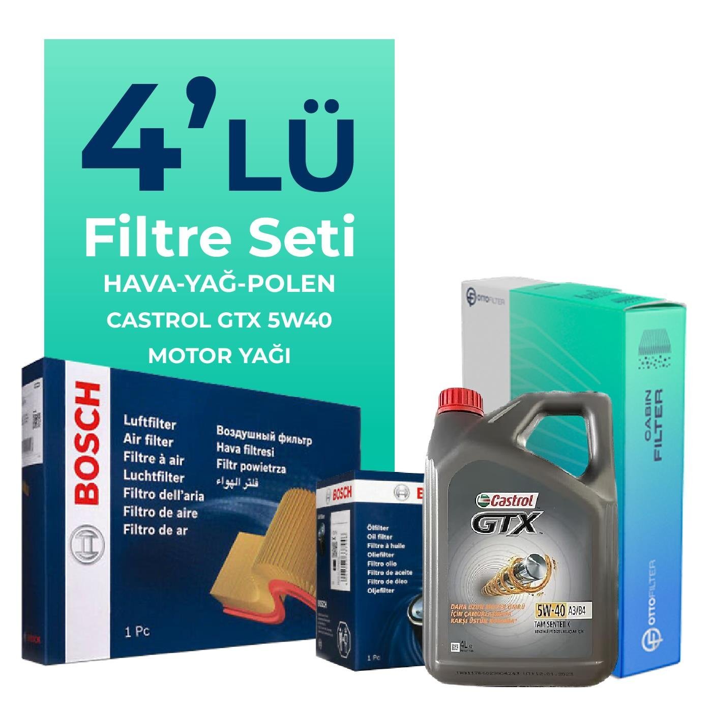 bosch-fiat-fiorino-1-4-benzinli-filtre-bakim-seti-castrol-motor-yagli-2016-2024-4-lu-103207 BOSCH Fiat Fiorino 1.4 Benzinli Filtre Bakım Seti Castrol Motor Yağlı (2016-2024) 4 Lü - Görsel 1