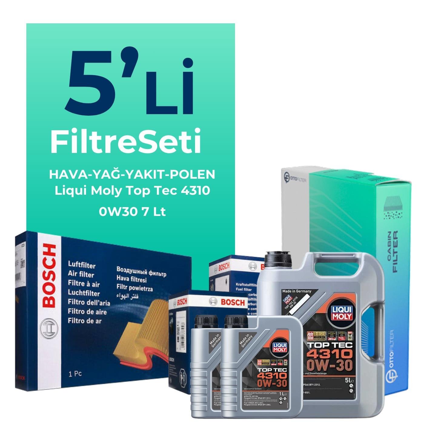 bosch-ford-connect-1-5-dizel-filtre-bakim-seti-liqui-moly-motor-yagli-2013-2019-5-li-122602 BOSCH Ford Connect 1.5 Dizel Filtre Bakım Seti Liqui Moly Motor Yağlı (2013-2019) 5 Li - Görsel 1