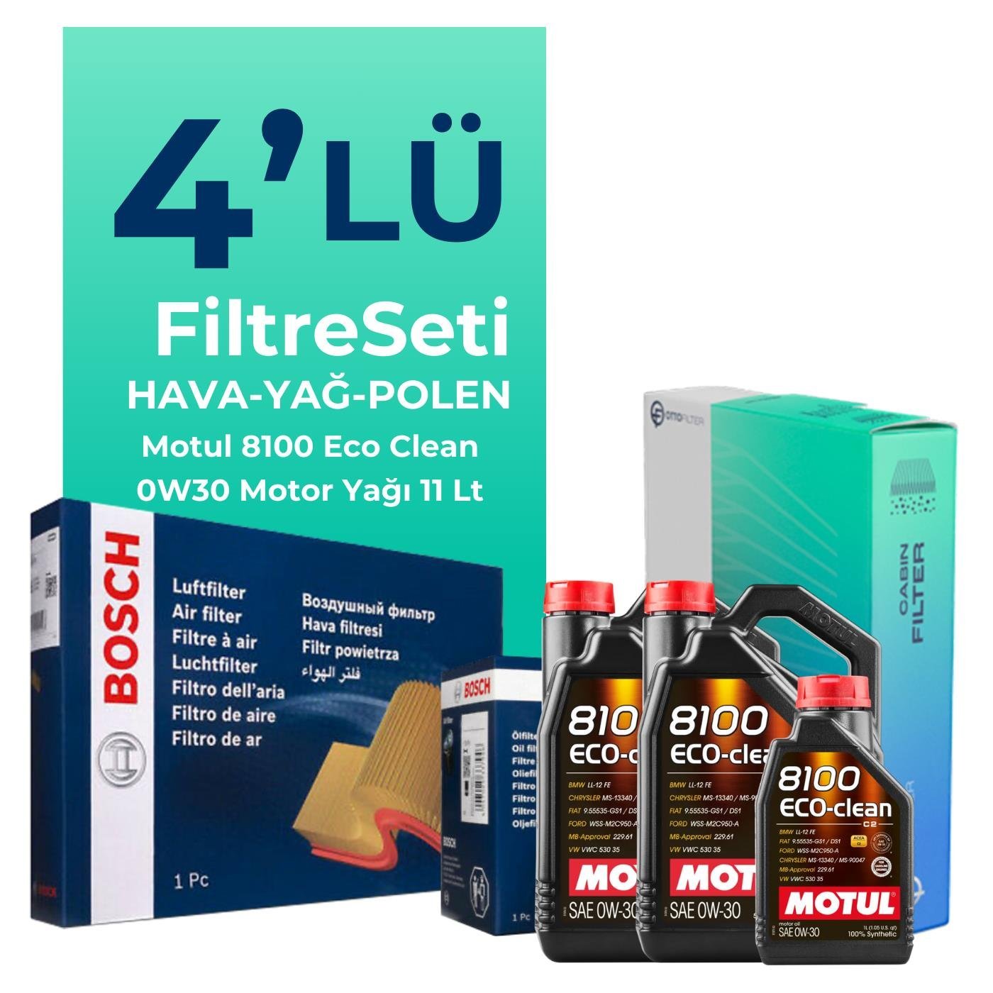 bosch-ford-transit-v363-2-0-dizel-filtre-bakim-seti-motul-motor-yagli-2014-2024-4-lu-120069 BOSCH Ford Transit V363 2.0 Dizel Filtre Bakım Seti Motul Motor Yağlı (2014-2024) 4 Lü - Görsel 1