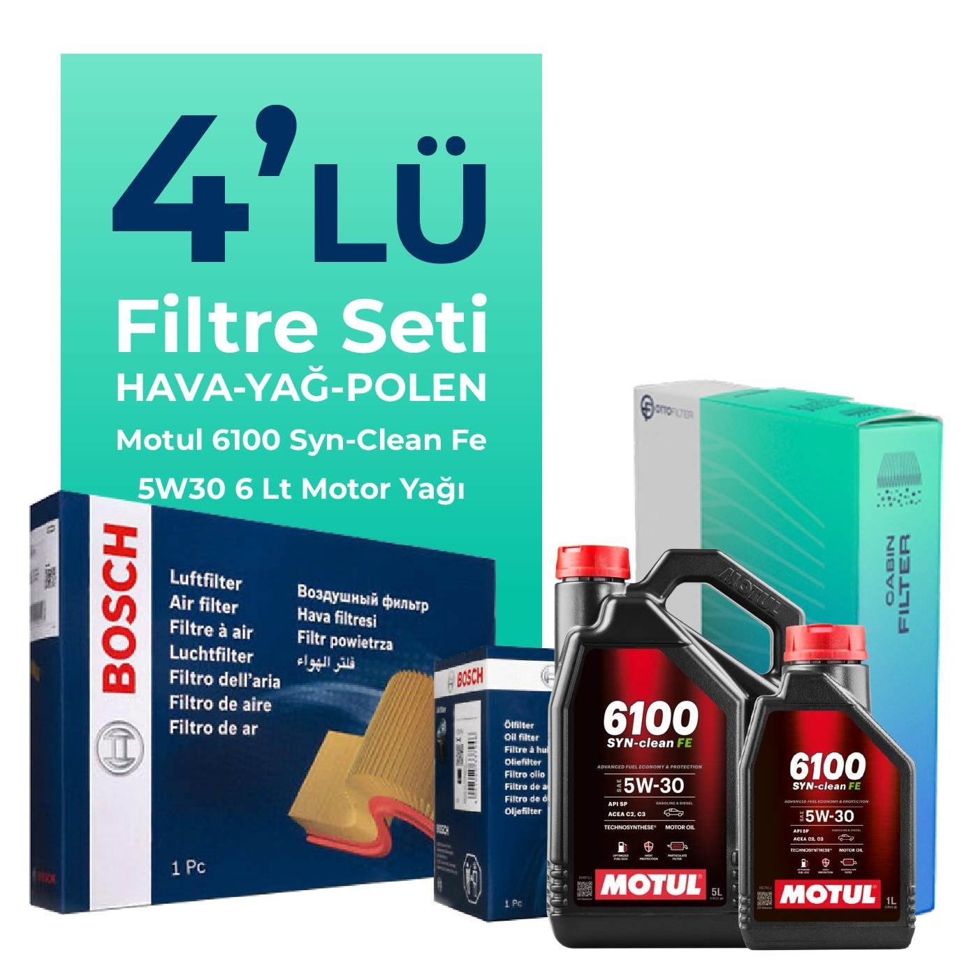 bosch-kia-sorento-2-0-dizel-filtre-bakim-seti-motul-motor-yagli-2015-2020-4-lu-108814 BOSCH Kia Sorento 2.0 Dizel Filtre Bakım Seti Motul Motor Yağlı (2015-2020) 4 Lü - Görsel 1