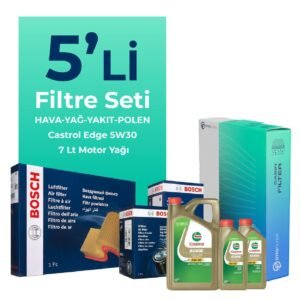 BOSCH Mercedes E220 Dizel Filtre Bakım Seti Castrol Motor Yağlı (2018-2022) 5 Li