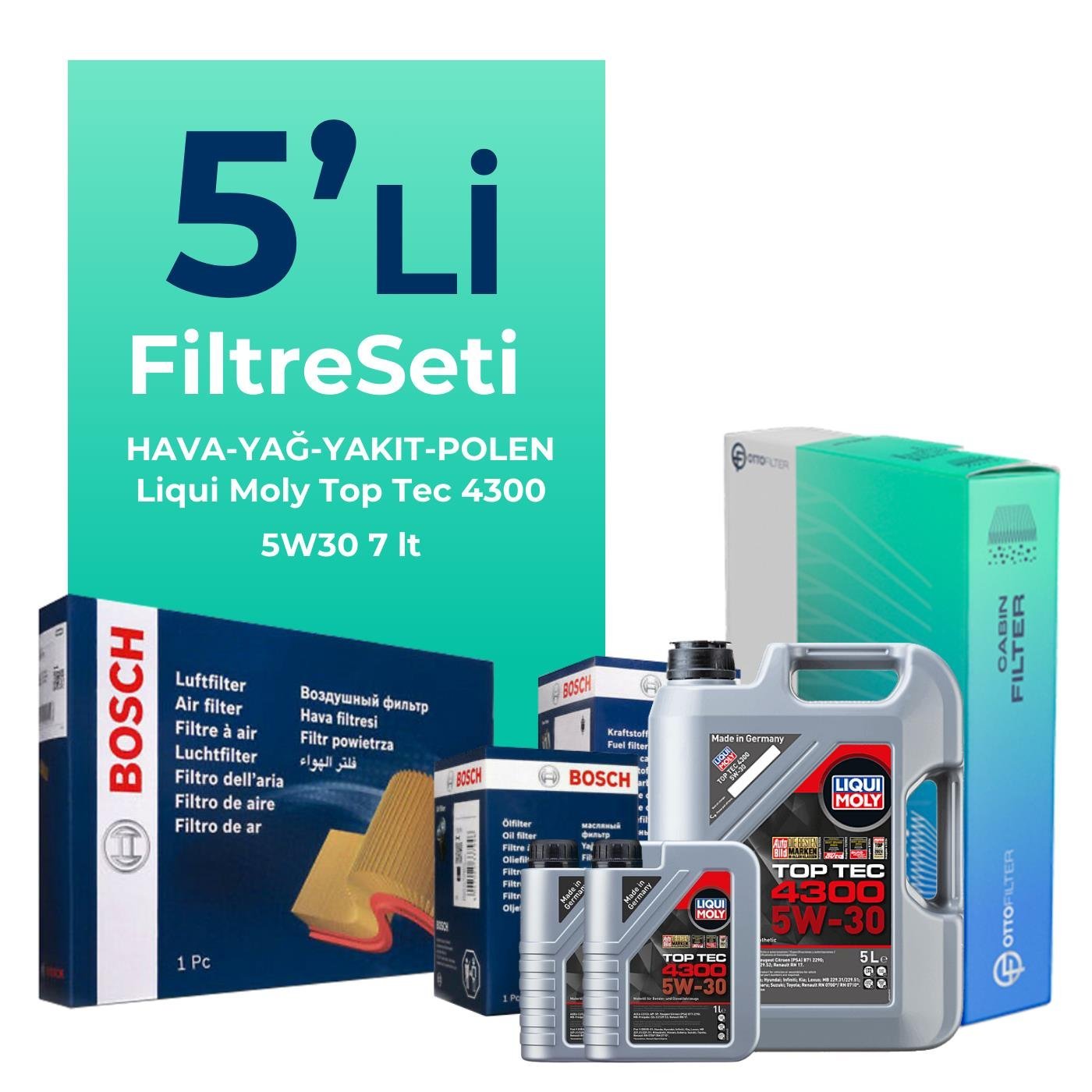 bosch-nissan-skystar-2-5-dizel-filtre-bakim-seti-liqui-moly-motor-yagli-1997-2008-5-li-122311 BOSCH Nissan Skystar 2.5 Dizel Filtre Bakım Seti Liqui Moly Motor Yağlı (1997-2008) 5 Li - Görsel 1