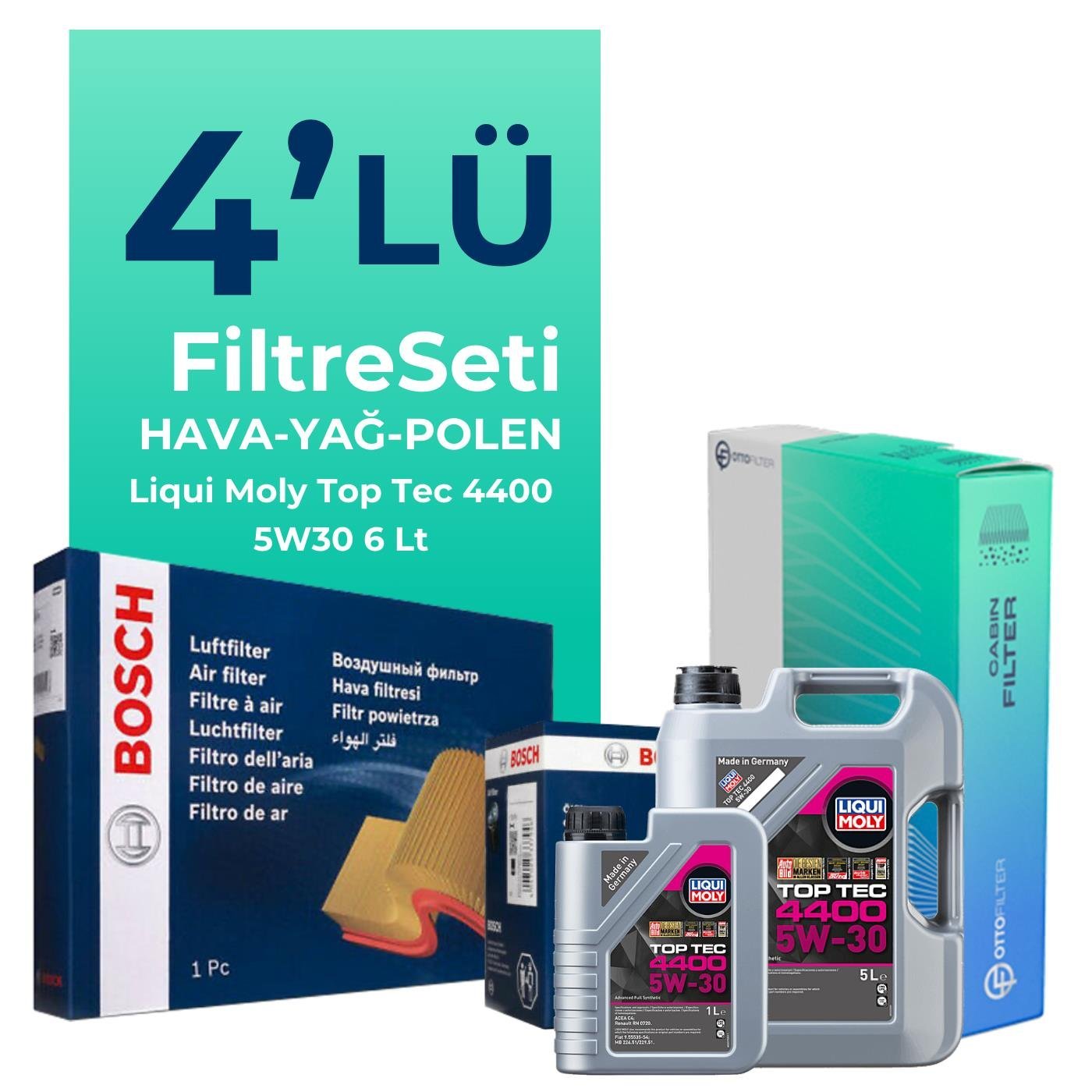 bosch-nissan-x-trail-1-6-dizel-filtre-bakim-seti-liqui-moly-motor-yagli-2014-2019-4-lu-128347 BOSCH Nissan X-Trail 1.6 Dizel Filtre Bakım Seti Liqui Moly Motor Yağlı (2014-2019) 4 Lü - Görsel 1