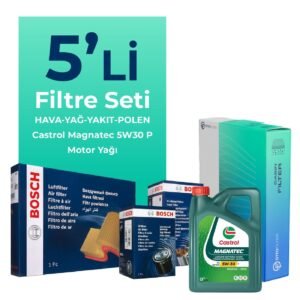 BOSCH Peugeot 301 1.5 Dizel Filtre Bakım Seti Castrol Motor Yağlı (2017-2024) 5 Li