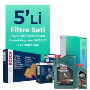 BOSCH Peugeot 407 2.0 Dizel Filtre Bakım Seti Castrol Motor Yağlı (2004-2011) 5 Li