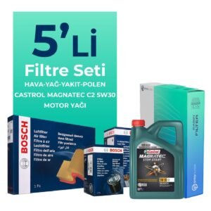BOSCH Peugeot Bipper 1.3 Dizel Filtre Bakım Seti Castrol Motor Yağlı (2009-2016) 5 Li