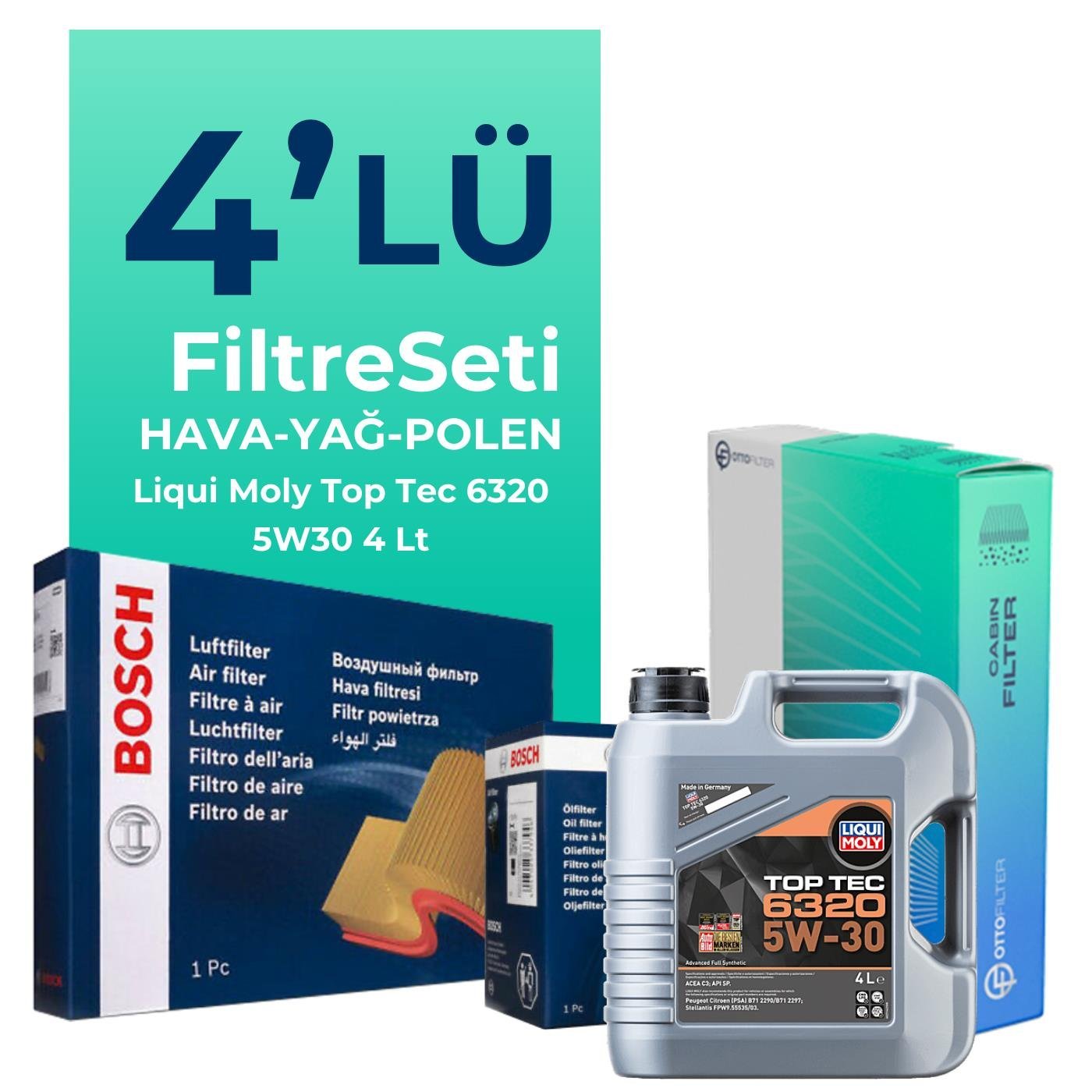 bosch-peugeot-partner-1-5-dizel-filtre-bakim-seti-liqui-moly-motor-yagli-2019-2024-4-lu-122729 BOSCH Peugeot Partner 1.5 Dizel Filtre Bakım Seti Liqui Moly Motor Yağlı (2019-2024) 4 Lü - Görsel 1