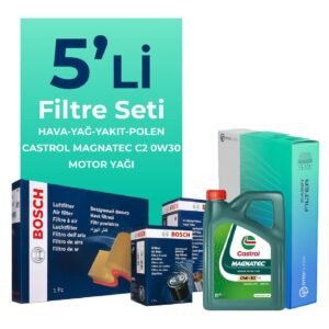 BOSCH Peugeot Partner 1.6 BlueHDi Dizel Filtre Bakım Seti Castrol Motor Yağlı (2015-2018) 5 Li