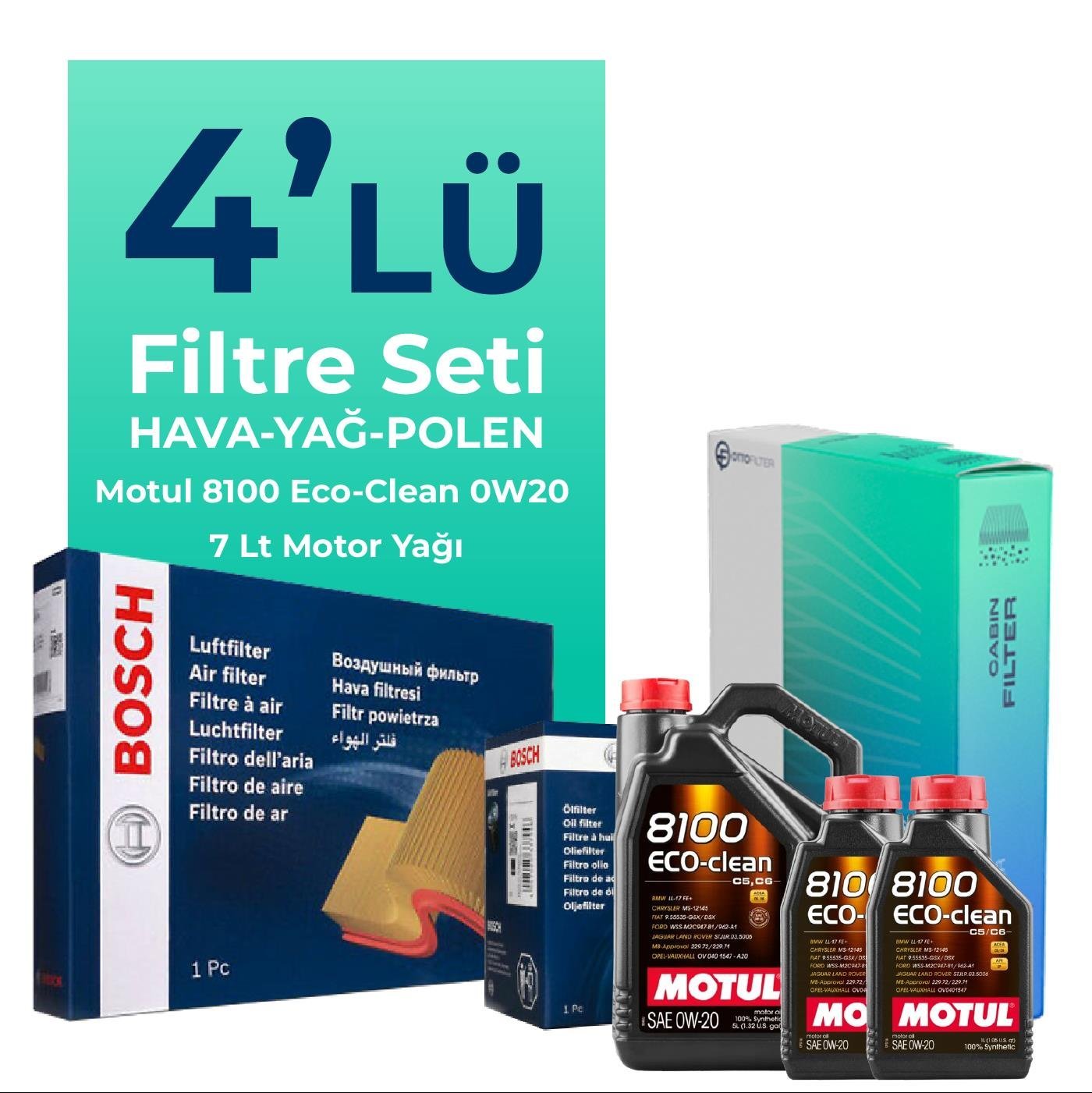 bosch-range-rover-vogue-2-0-benzin-filtre-bakim-seti-motul-motor-yagli-2018-2021-4-lu-109208 BOSCH Range Rover Vogue 2.0 Benzin Filtre Bakım Seti Motul Motor Yağlı (2018-2021) 4 Lü - Görsel 1